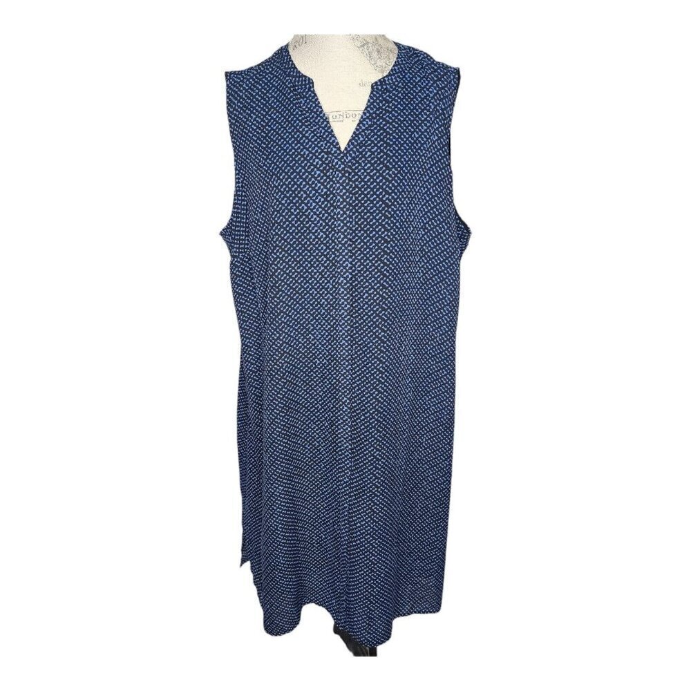 Apt 9 Sleeveless Dress Women 24W Blue Geometric Midi Lined Capsule Casual Artsy